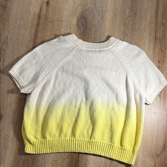 Madewell Ombre Short Sleeve Sweater Cream Yellow Cotton Knit Size S - Picture 4 of 13
